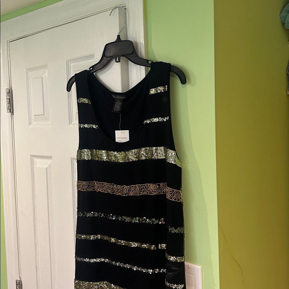 Black Sequin Striped tank top